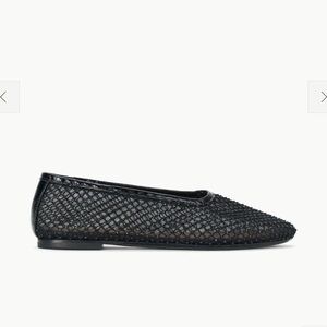 STAUD ALBA BALLET FLAT | BLACK CRYSTAL MESH